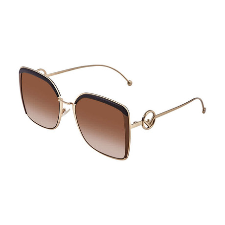 Women's Shaded Square Sunglasses // Rose Gold + Brown
