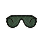 Men's Monogram Sunglasses // Black + Silver + Green