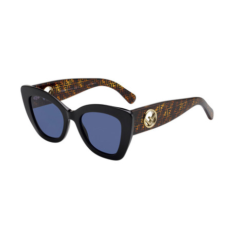 Women's Cat Eye Monogram Sunglasses // Havana + Blue