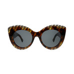 Women's Cat Eye Monogram Sunglasses // Havana + Dark Gray