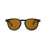 Men's Round Sunglasses // Black + Brown