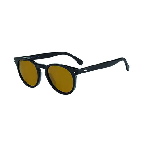 Men's Round Sunglasses // Black + Brown