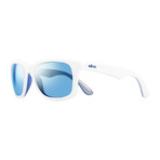 Huddie Polarized Sunglasses // White + Blue + Gray // Blue Water Lens