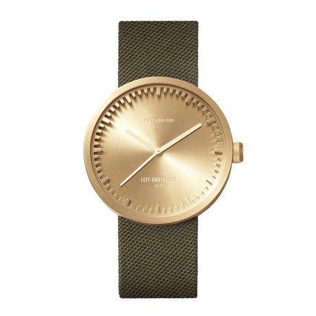 Tube Watch D38 // Brass // Gray Cordura + Leather (Black Leather)