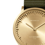 Tube Watch T32 // Brass // Gray Nato (Black Leather)