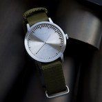 Tube Watch T32 // Steel // Sand Nato (Black Leather)