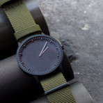 Tube Watch T32 // Black // Sand Nato (Black Leather)