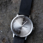 Tube Watch T32 // Steel // Sand Nato (Black Leather)