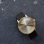 Tube Watch T32 // Brass // Gray Nato (Black Leather)