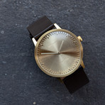 Tube Watch T40 // Brass // Gray Nato (Black Leather)