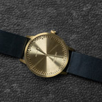 Tube Watch T40 // Brass // Gray Nato (Black Leather)