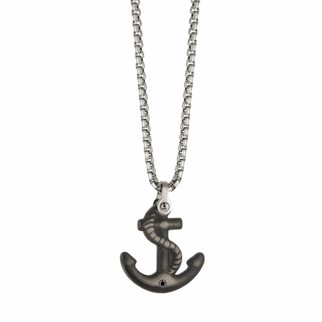 Anchor Necklace // Black + Silver