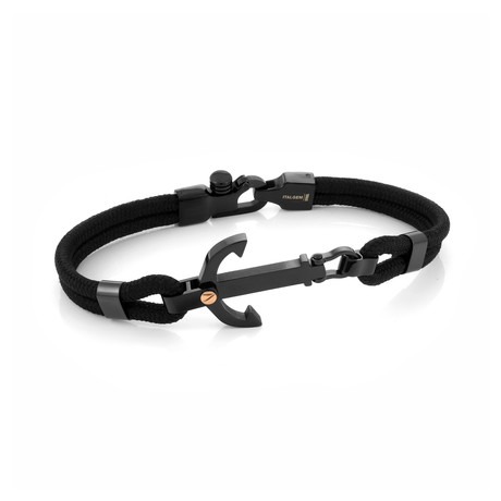 Anchor Clasp Cord Bracelet // Black (S)