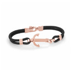 Anchor Clasp Cord Bracelet // Rose Gold + Black (M)