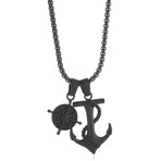 Anchor + North Star Necklace // Black