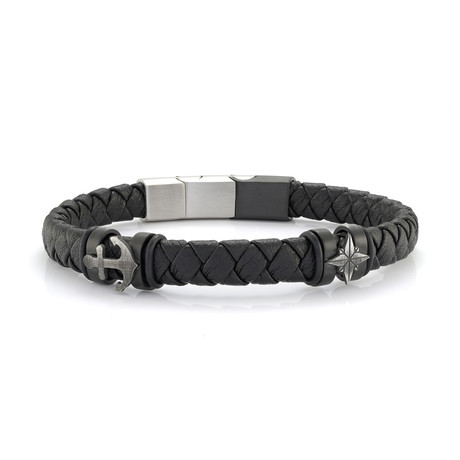 Anchor + North Star Bracelet // Black