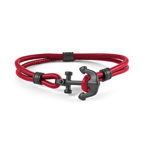 Matte Anchor Bracelet // Red + Black