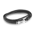 Hook Clasp Bracelet // Black + Silver