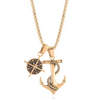 Anchor + North Star Necklace // Gold