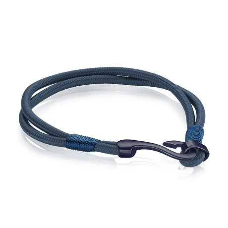 Fish Hook Nylon Bracelet // Blue + Gray