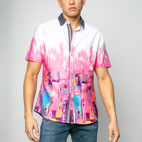 Barnsdall Short Sleeve Woven Novelty Shirt // Pink (XL)