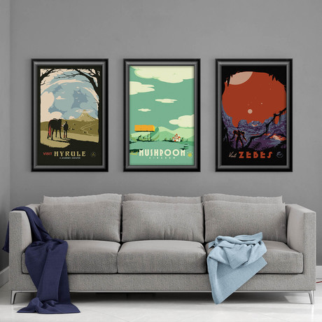 Video Game Destination Series // Zelda + Mario + Metroid (11"W x 17"H)