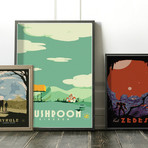 Video Game Destination Series // Zelda + Mario + Metroid (11"W x 17"H)