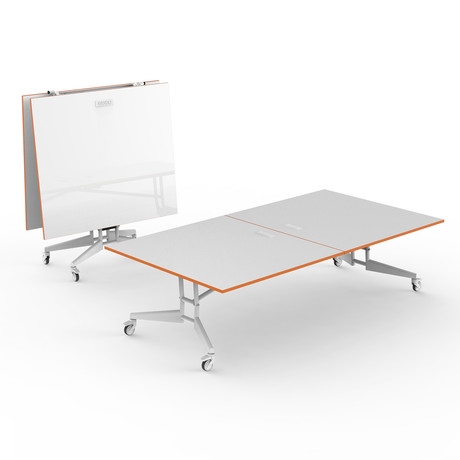 Nomad Sport Conference Table 9 // Dry Erase + Power Module (White + Tangerine)
