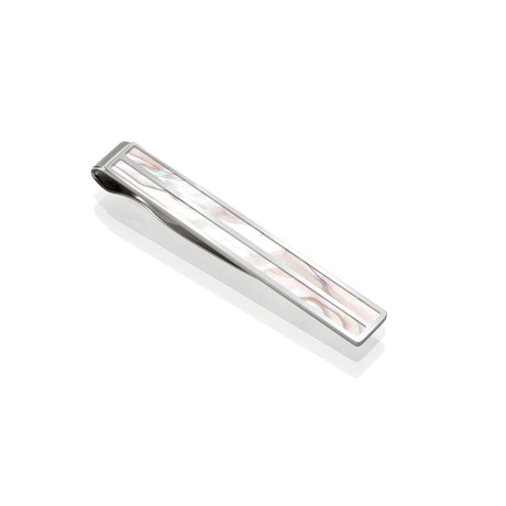 Mother Of Pearl Tie Clip (Blue + Gray)