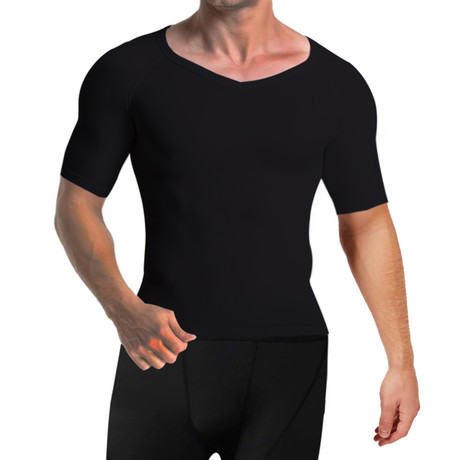 Men's Compression + Core Support Short Sleeve Shirt // Black (Small)