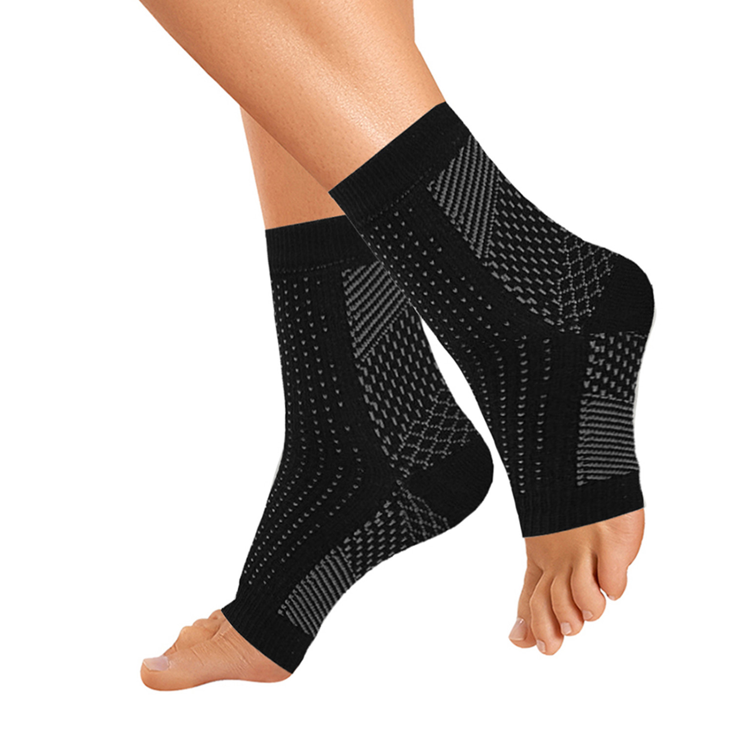 CopperInfused Plantar Fasciitis Compression Foot Sleeves // Black