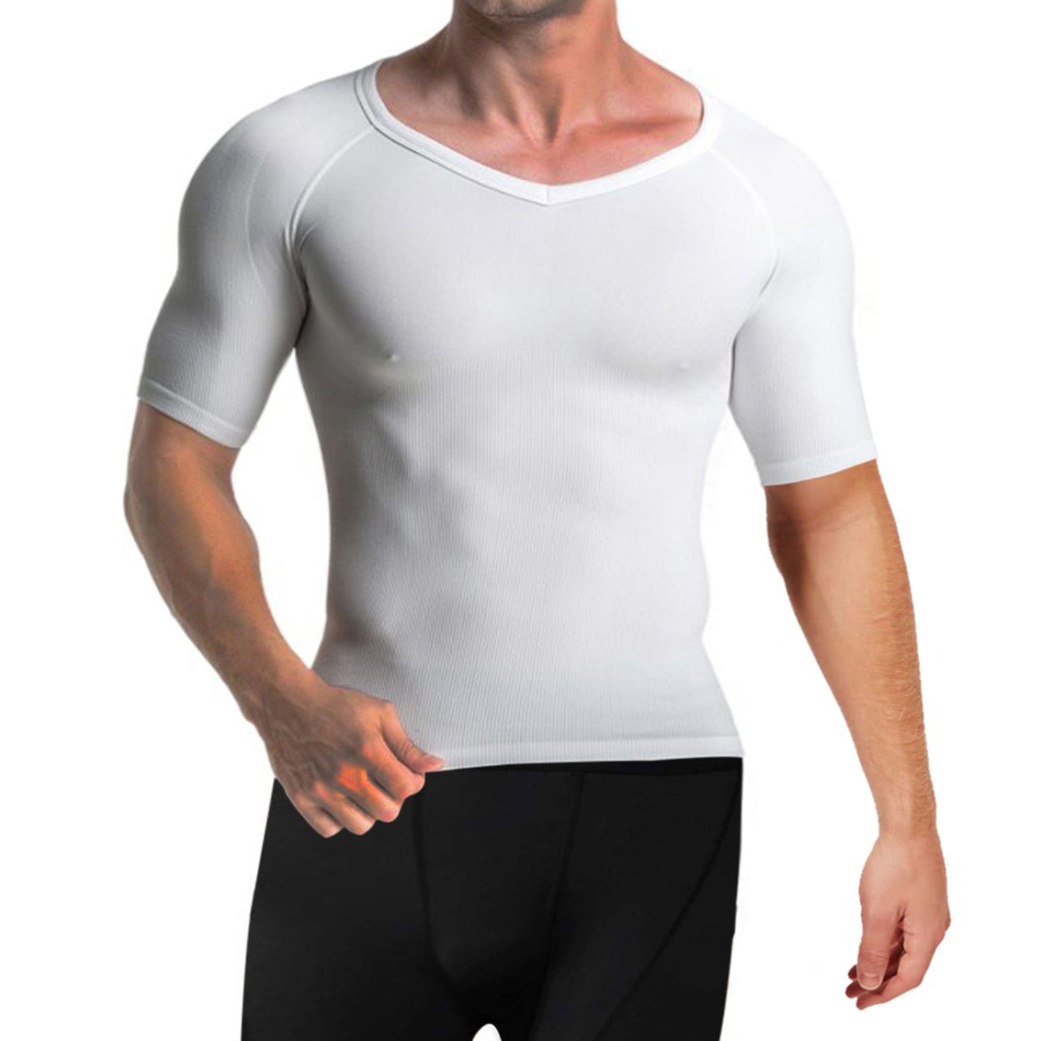 Men's Compression + Core Support Short Sleeve Shirt // White (Small ...