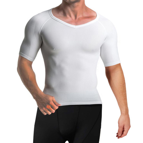 Men's Compression + Core Support Short Sleeve Shirt // White (Small)