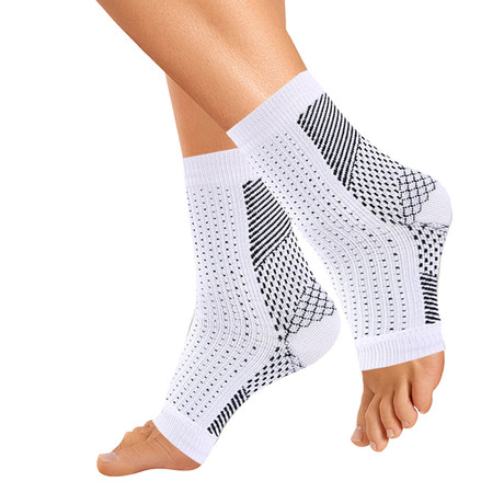 Copper-Infused Plantar Fasciitis Compression Foot Sleeves // 1-Pair // White (Small/Medium)