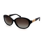 Women's SF736SA-001 Oval Sunglasses // Shiny Black + Gray