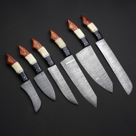Chef Knives // Set Of 6 Pieces // Light Natural Rosewood