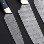 Chef Knives // Set Of 5 Pieces // Stainless Steel + Black Horn + Olivewood