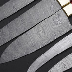Chef Knives // Set Of 5 Pieces // White Bone + Natural Wood + Stainless Steel