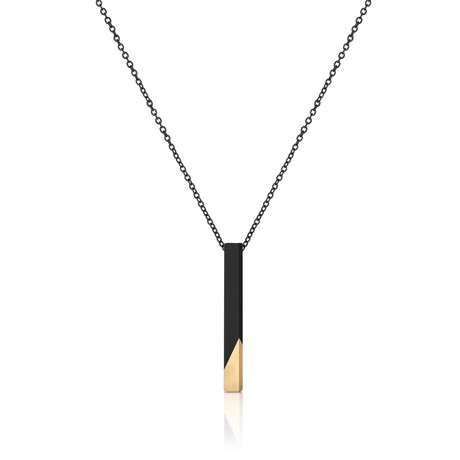 Pendant Drop Necklace // Black + Gold