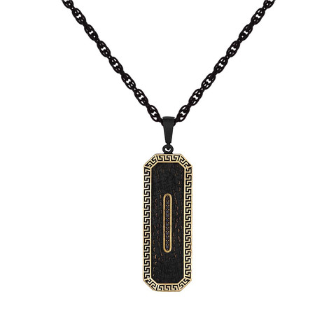 Tag Pendant Necklace // Matte Black + Gold