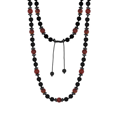 Bead Necklace // Black + Red