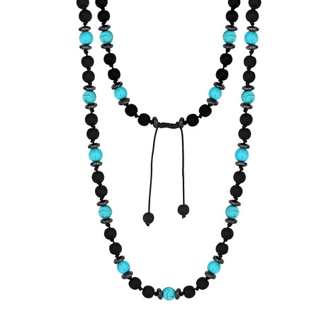 Bead Necklace // Black + Turquoise