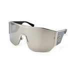 Men's GV2220-10006G Large Shield Sunglasses // Silver + Silver Mirror