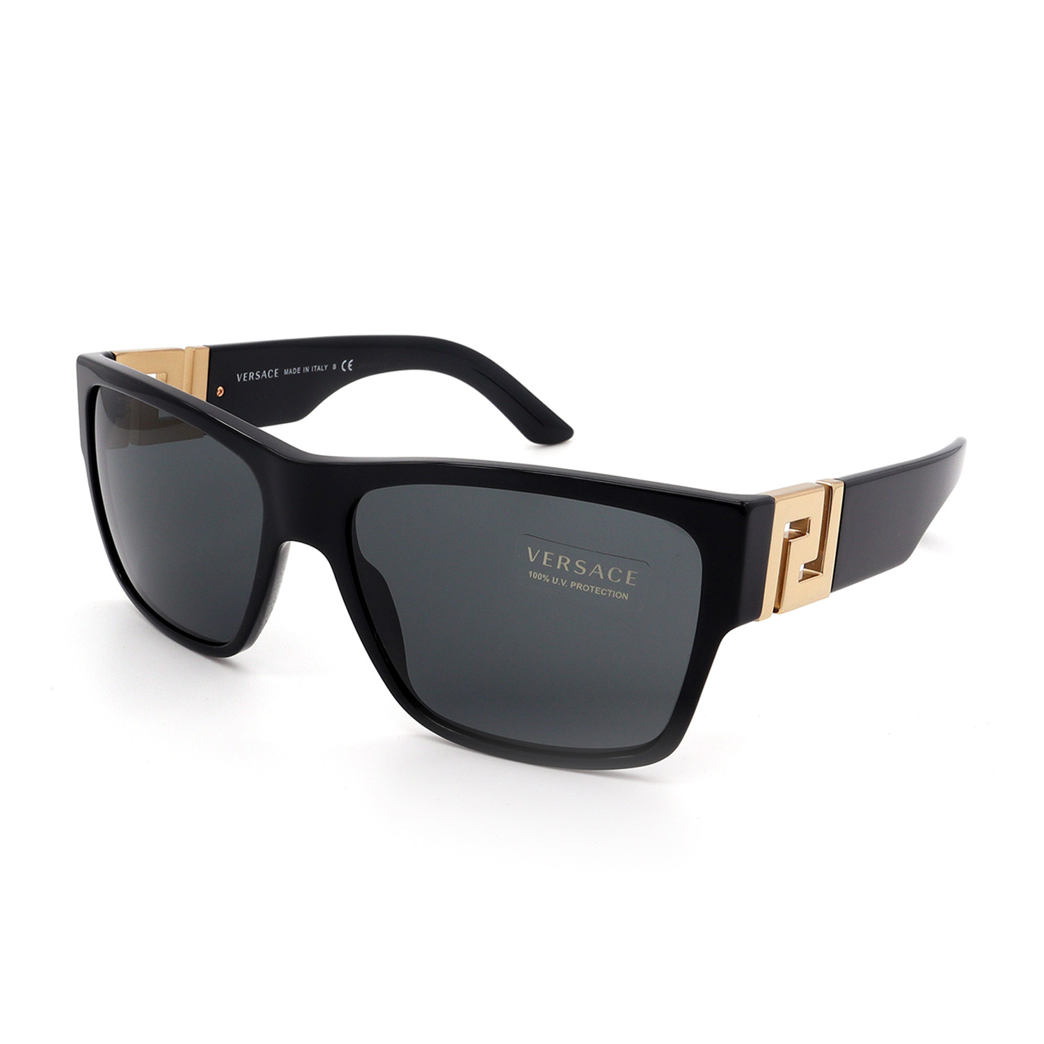 Mens Gv4296 Gb187 Square Sunglasses Shiny Black Gold Versace