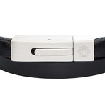 Johnson Leather Bracelet // Black + Silver