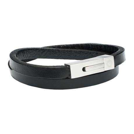 Johnson Leather Bracelet // Black + Silver