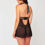 Soft Lace Cup Halter Babydoll // Black (XL)