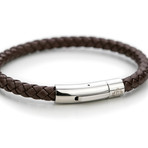 Braided Leather Bracelet (Black + Silver)