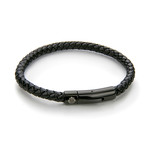 Braided Leather Bracelet (Black + Silver)