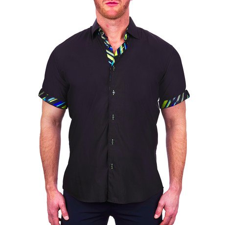 Galileo Soft Butter Short-Sleeve Dress Shirt // Black (S)